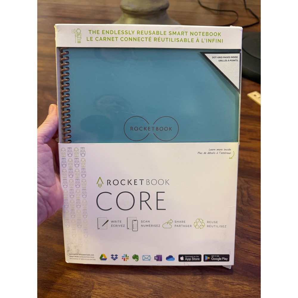 Rocketbook Core Letter Smart Reusable Notebook Blue Dot Grid New Sealed